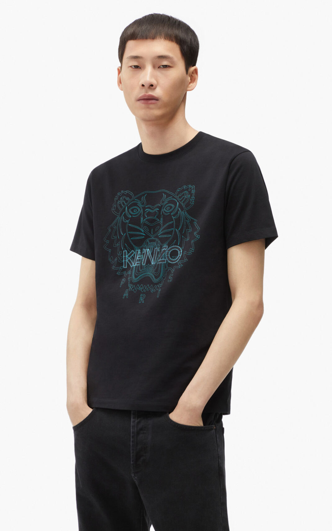 T Shirt Kenzo Homme Tiger Noir NRLHD-7019